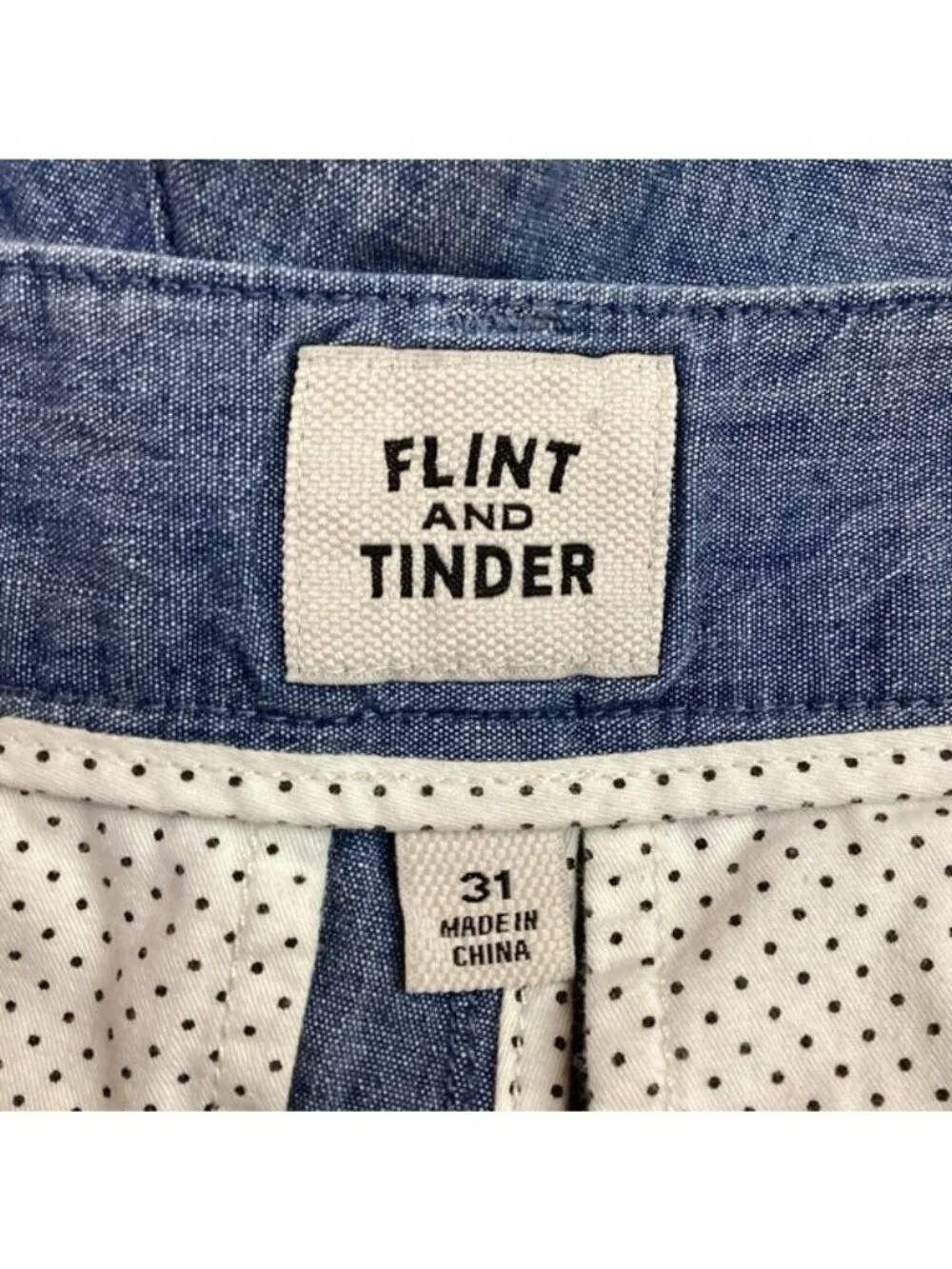 Flint & Tinder Shorts Mens 31 Chambray Shorts Blue